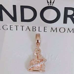 Pandora Fantasyland Castle Charm Pendant – Rose Gold with box